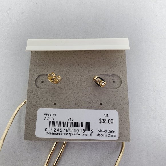 French Connection Large Interlock Drop Earrings (Gold) - Picture 3 of 3